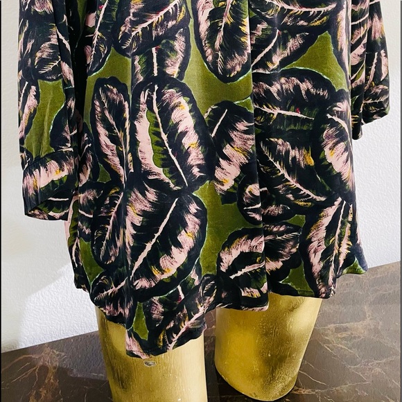 NILE Tropical PALM Leaf Print Resort Style Blouse Large - Picture 10 of 12